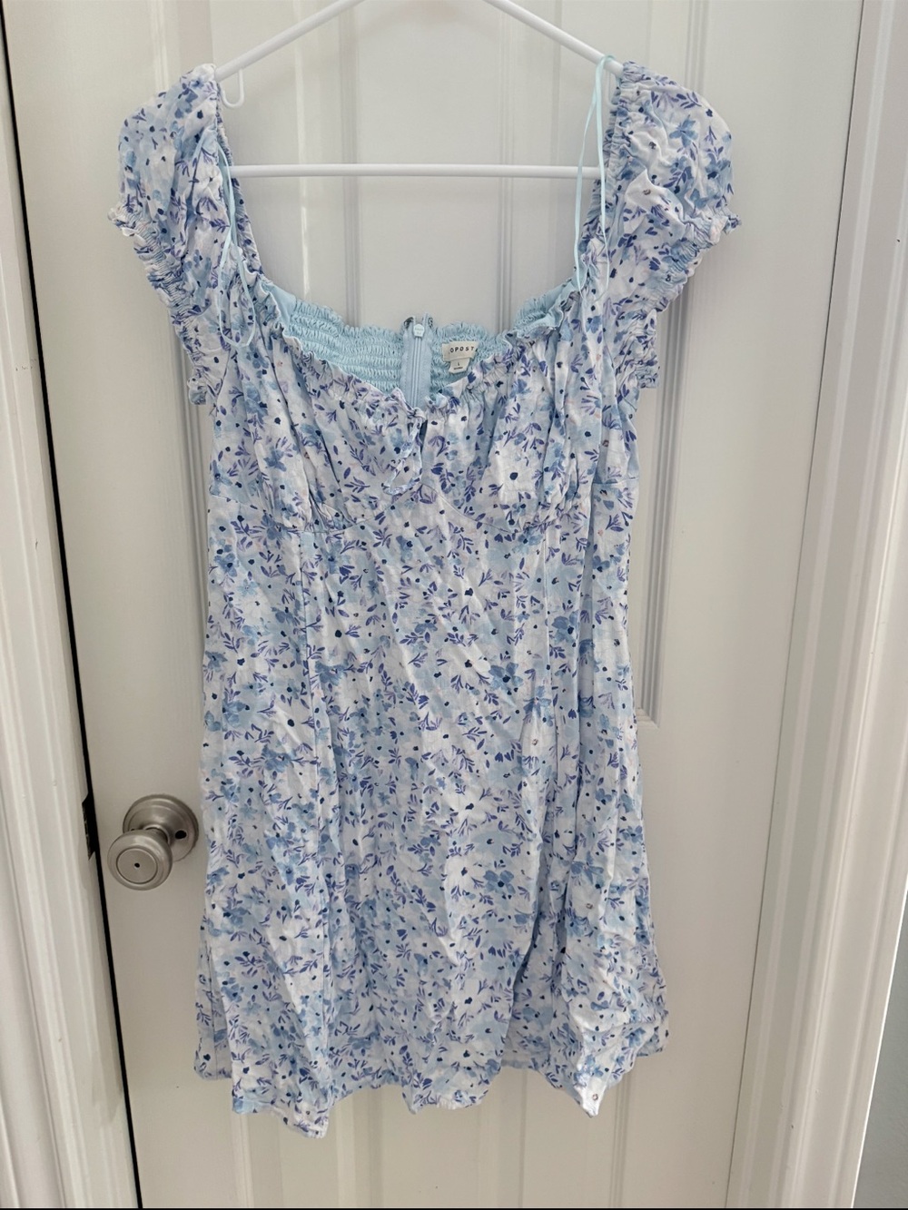 Source Unknown Light Blue Floral Mini Dress